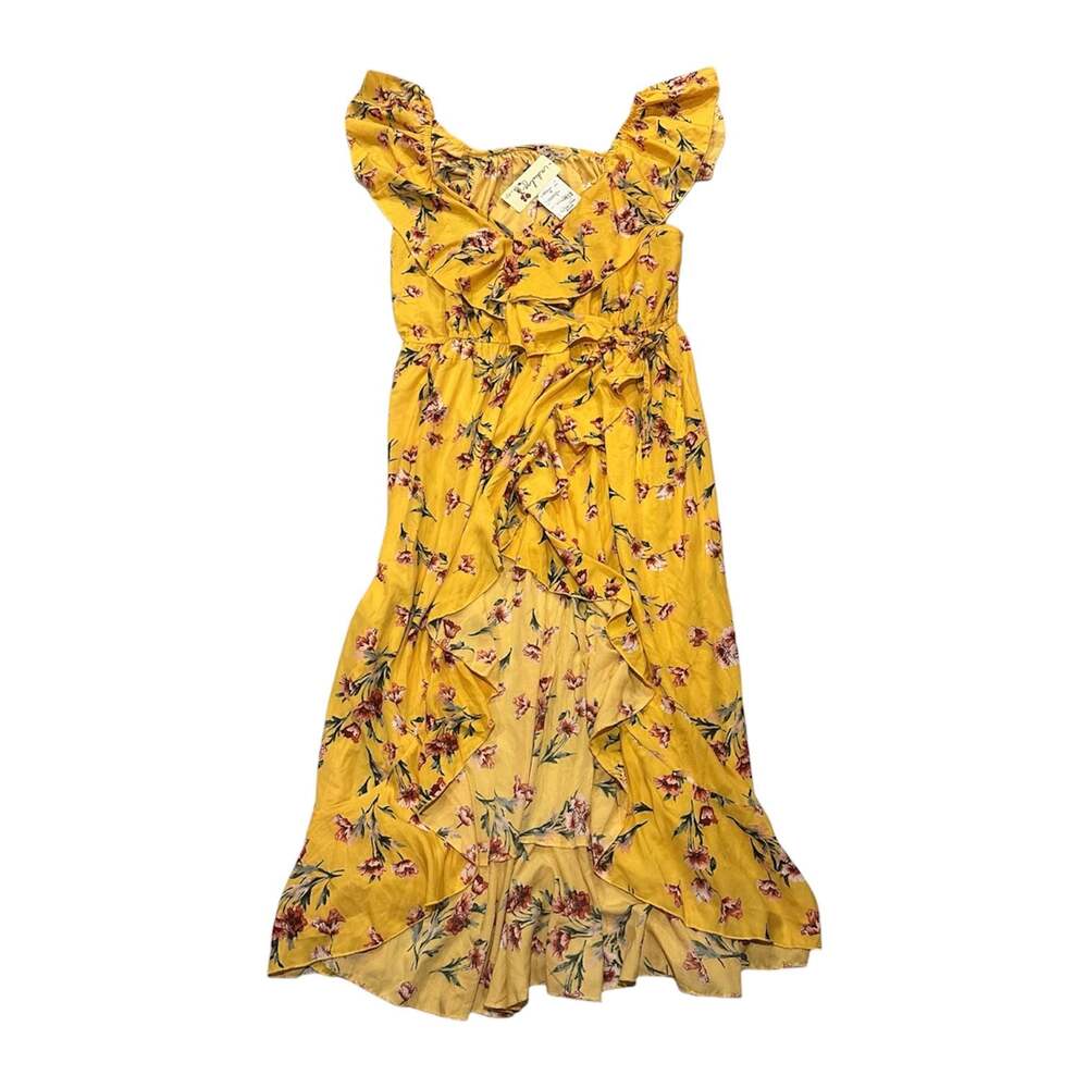 Indulge Instyle Yellow Floral High-Low Ruffle Maxi Dress Women’s Size 3X